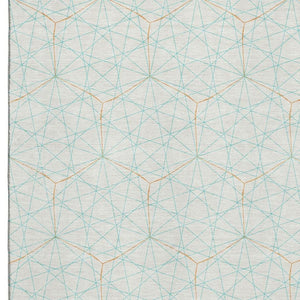 HomeRoots 5' X 8' Washable Area Rug in Teal and Orange Geometric Design - UV Protected, Durable & Stylish 677911