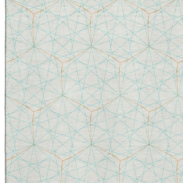 HomeRoots 5' X 8' Washable Area Rug in Teal and Orange Geometric Design - UV Protected, Durable & Stylish 677911