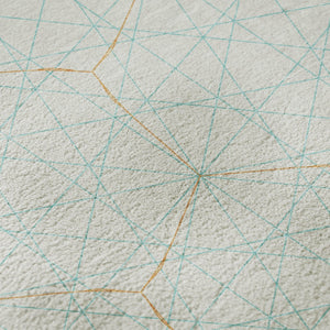 HomeRoots 8' Vibrant Geometric Washable Round Rug in White, Teal & Orange - UV-Protected for Easy Care! 677912
