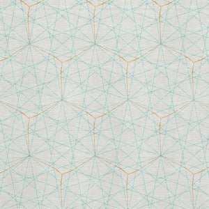 HomeRoots 9' X 12' Modern Geometric Washable Area Rug in White, Teal & Orange - UV Resistant & Easy Care 677914