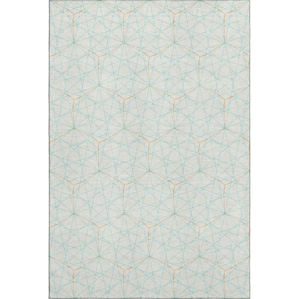 HomeRoots 10' Geometric Washable Area Rug in Teal & Orange - Durable, UV-Protected, Stylish for Busy Homes 677915