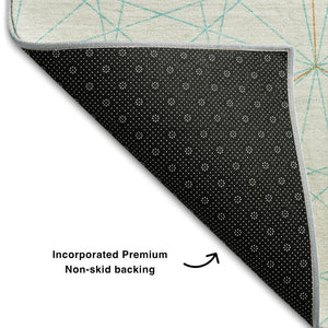 HomeRoots 10' Geometric Washable Area Rug in Teal & Orange - Durable, UV-Protected, Stylish for Busy Homes 677915