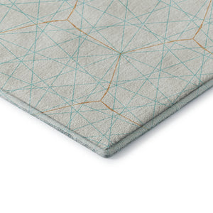 HomeRoots 10' Geometric Washable Area Rug in Teal & Orange - Durable, UV-Protected, Stylish for Busy Homes 677915