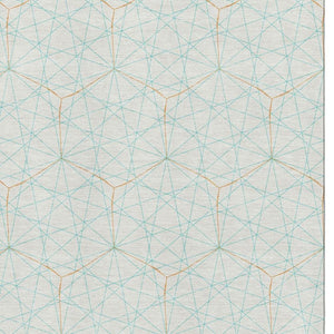 HomeRoots 10' Geometric Washable Area Rug in Teal & Orange - Durable, UV-Protected, Stylish for Busy Homes 677915