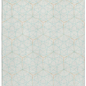HomeRoots 10' Geometric Washable Area Rug in Teal & Orange - Durable, UV-Protected, Stylish for Busy Homes 677915