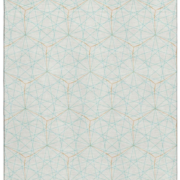 HomeRoots 10' Geometric Washable Area Rug in Teal & Orange - Durable, UV-Protected, Stylish for Busy Homes 677915