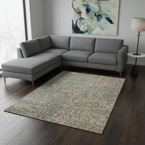 HomeRoots 8' X 10' Gold, Gray & Silver Abstract Geometric Area Rug – Washable, UV Protected, Stylish & Durable! 677931