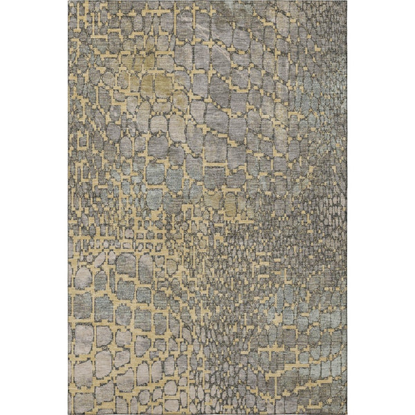 HomeRoots 8' X 10' Gold, Gray & Silver Abstract Geometric Area Rug – Washable, UV Protected, Stylish & Durable! 677931
