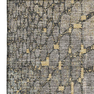 HomeRoots 9' X 12' Gold Gray Silver Abstract Area Rug - Washable, Stain-Resistant, UV Protected, Durable Design 677932