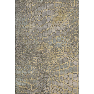 HomeRoots 10' Modern Gold Gray Silver Abstract Geometric Area Rug - Washable, Stain Resistant & UV Protected! 677933