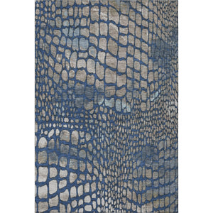 HomeRoots 5' X 8' Washable Navy Blue Gray Taupe Abstract Geometric Area Rug with UV Protection for Durability 677935