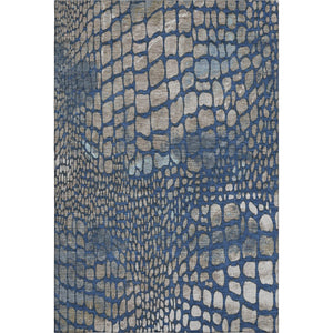 HomeRoots 8' X 10' Navy Blue, Gray & Taupe Abstract Area Rug - Durable, Washable, UV Protected for Modern Spaces 677937