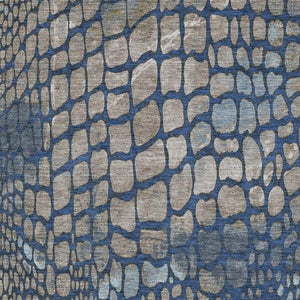 HomeRoots 8' X 10' Navy Blue, Gray & Taupe Abstract Area Rug - Durable, Washable, UV Protected for Modern Spaces 677937