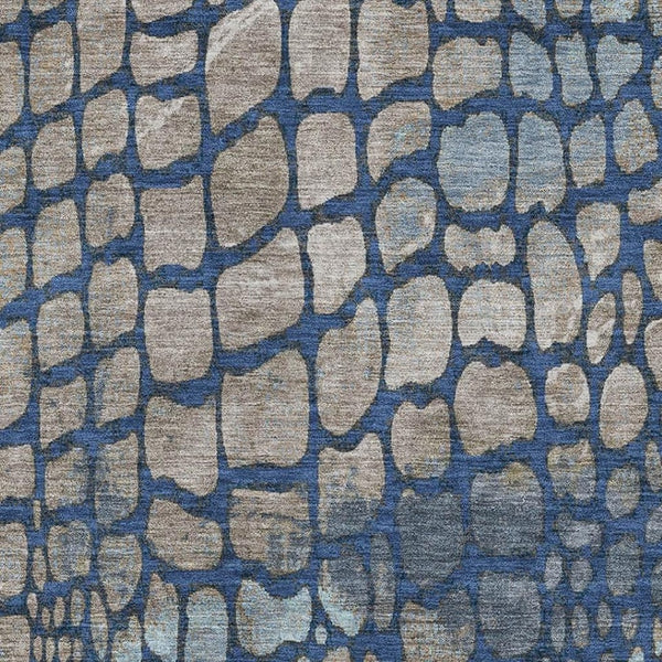 HomeRoots 9' X 12' Navy Blue Gray Taupe Abstract Geometric Area Rug – Durable, Washable, UV Protected & Stylish! 677938