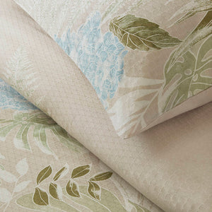 English Elm 6-piece Cotton Dobby Full Comforter Set Tropical Coastal Embroidered Pillow Accents B035P463267