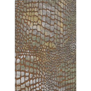 HomeRoots 9' X 12' Washable Abstract Geometric Area Rug in Rust, Gold & Green with UV Protection for Busy Homes 677950