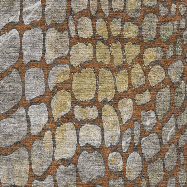 HomeRoots 10' Abstract Geometric Area Rug in Rust, Gold & Green - Washable, UV-Protected, Kid & Pet Friendly! 677951