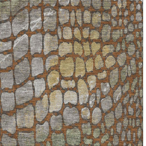 HomeRoots 10' Abstract Geometric Area Rug in Rust, Gold & Green - Washable, UV-Protected, Kid & Pet Friendly! 677951