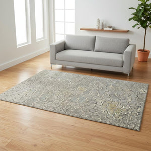 HomeRoots 5' X 8' Washable Beige Taupe Ivory Geometric Area Rug with UV Protection - Perfect for Busy Homes! 677953
