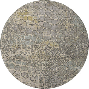 HomeRoots 8' Washable Round Rug in Beige, Taupe & Ivory - Stylish Geometric Design with UV Protection & Durability 677954