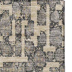 HomeRoots 9' X 12' Washable Abstract Geometric Area Rug in Beige Taupe Ivory - Stain Resistant & UV Protected 677956