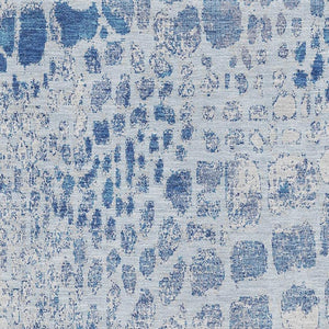 HomeRoots 5' X 8' Sky Blue and Ivory Abstract Geometric Area Rug - Washable, UV-Protected, Stylish & Durable! 677959