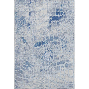 HomeRoots 9' X 12' Sky Blue and Ivory Abstract Area Rug - Washable, UV Protected, Perfect for High-Traffic Homes 677962
