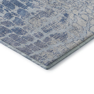 HomeRoots 9' X 12' Sky Blue and Ivory Abstract Area Rug - Washable, UV Protected, Perfect for High-Traffic Homes 677962