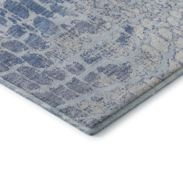 HomeRoots 9' X 12' Sky Blue and Ivory Abstract Area Rug - Washable, UV Protected, Perfect for High-Traffic Homes 677962