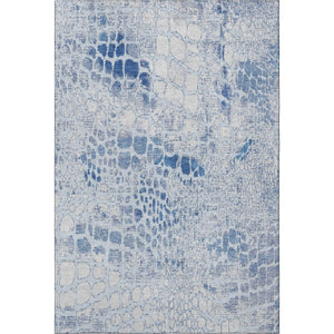 HomeRoots 9' X 12' Sky Blue and Ivory Abstract Area Rug - Washable, UV Protected, Perfect for High-Traffic Homes 677962