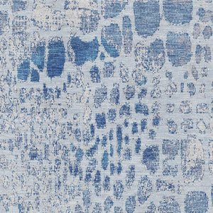 HomeRoots 10' X 14' Sky Blue & Ivory Abstract Geometric Area Rug - Washable, UV Protected, Durable Design! 677963