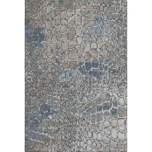 HomeRoots 5' X 8' Silver Gray & Beige Abstract Geometric Area Rug - Washable, UV Protected for Modern Homes 677965