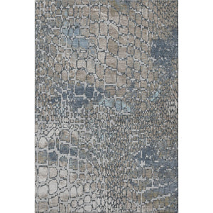 HomeRoots 5' X 8' Silver Gray & Beige Abstract Geometric Area Rug - Washable, UV Protected for Modern Homes 677965