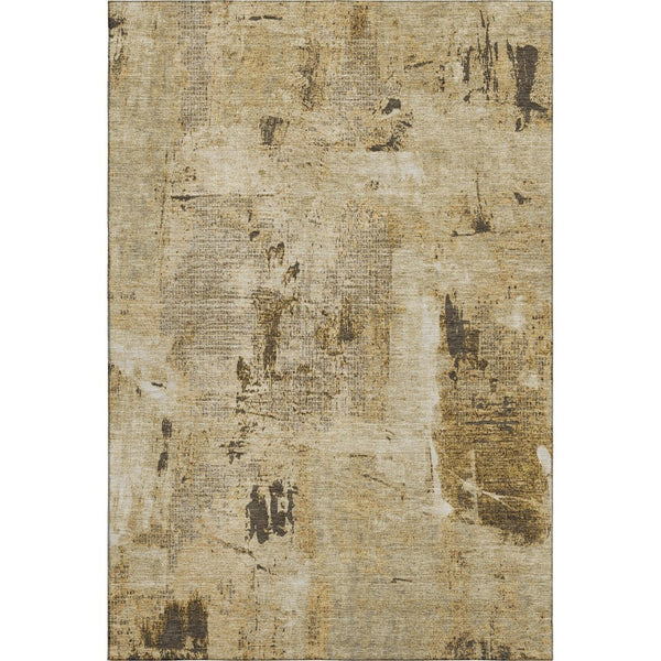 HomeRoots 5' X 8' Washable Abstract Area Rug in Beige, Ivory & Taupe - UV Protection for High-Traffic Spaces 677971