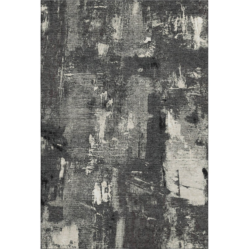 HomeRoots 5' X 8' Black And Ivory Abstract Washable Area Rug – Stylish, Stain-Resistant, UV Protected Design! 677977