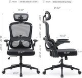 English Elm Ergonomic Mesh Office Chair, High Back Desk Chair With 3D Armrests, Up&Down Lumbar Support, Swivel Computer Task Chair With Adjustable 2D Headrest, Tilt Function Black