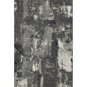 HomeRoots 9' X 12' Black And Ivory Abstract Area Rug – Washable, UV Protected, Perfect for High-Traffic Spaces! 677980
