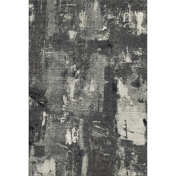 HomeRoots 9' X 12' Black And Ivory Abstract Area Rug – Washable, UV Protected, Perfect for High-Traffic Spaces! 677980
