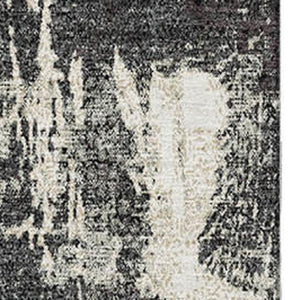 HomeRoots 9' X 12' Black And Ivory Abstract Area Rug – Washable, UV Protected, Perfect for High-Traffic Spaces! 677980