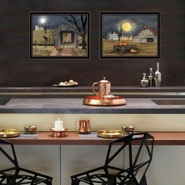 English Elm Trendy Decor 4u Billy Jacobs Halloween Pastoral 2 Piece Black Framed Art Set B067P254086