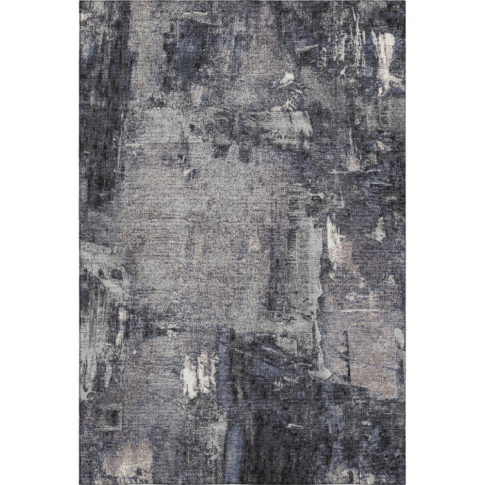 HomeRoots 5' Charcoal and Silver Abstract Area Rug - Washable, UV-Protected, Stylish and Durable Design! 677983
