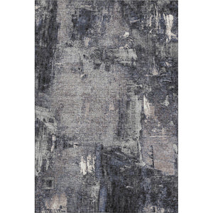 HomeRoots 5' Charcoal and Silver Abstract Area Rug - Washable, UV-Protected, Stylish and Durable Design! 677983