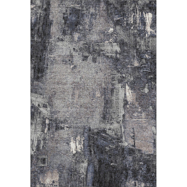 HomeRoots 5' Charcoal and Silver Abstract Area Rug - Washable, UV-Protected, Stylish and Durable Design! 677983