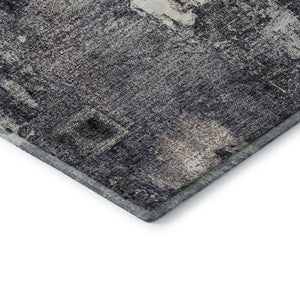 HomeRoots 5' Charcoal and Silver Abstract Area Rug - Washable, UV-Protected, Stylish and Durable Design! 677983