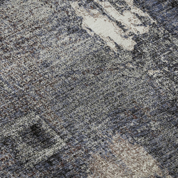 HomeRoots 5' Charcoal and Silver Abstract Area Rug - Washable, UV-Protected, Stylish and Durable Design! 677983