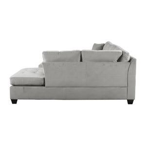 English Elm 2-piece Tufted Microfiber Sectional Reversible Chaise Pocket Coil Modern Living Room Taupe B011S01326