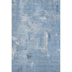 HomeRoots 5' X 8' Denim Blue & Ivory Abstract Rug - Stain Resistant, UV Protected, Easy Care for Family Spaces 677989