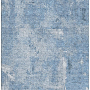HomeRoots 5' X 8' Denim Blue & Ivory Abstract Rug - Stain Resistant, UV Protected, Easy Care for Family Spaces 677989