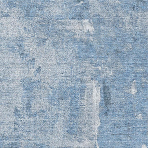 HomeRoots 8' X 10' Denim Blue & Ivory Abstract Area Rug - Washable, UV Protected, Ideal for High-Traffic Spaces 677991