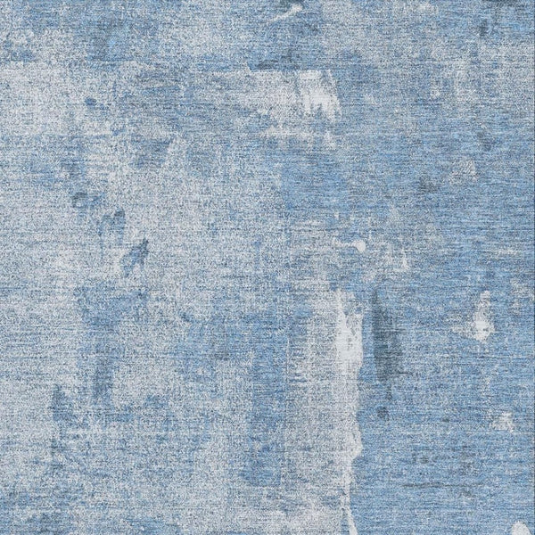 HomeRoots 8' X 10' Denim Blue & Ivory Abstract Area Rug - Washable, UV Protected, Ideal for High-Traffic Spaces 677991